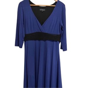 X:S Royal Blue V-Neck Empire Dress with Black Braided Waistband
